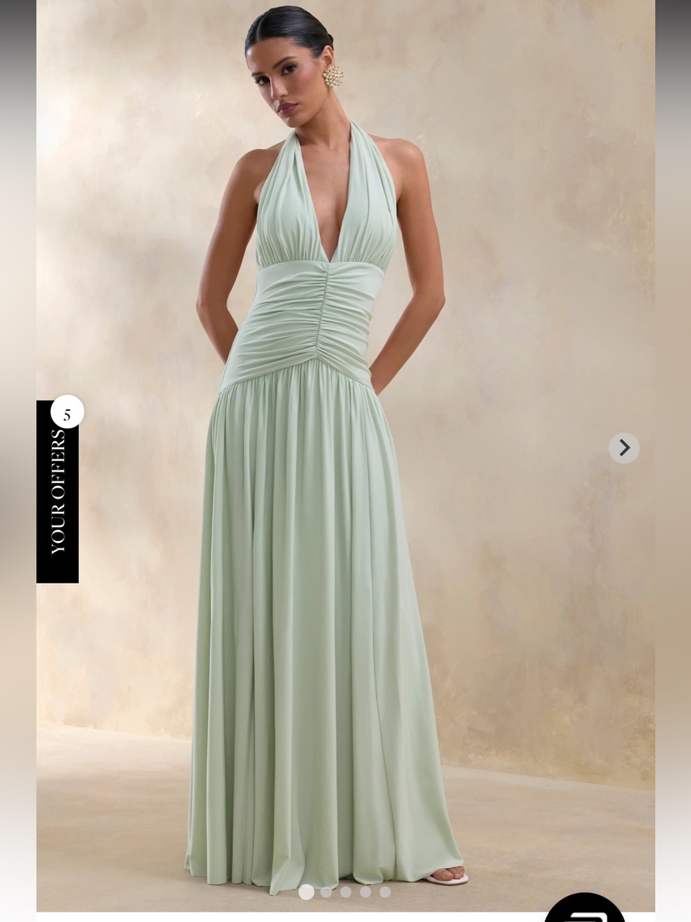 Club L Sage Plunge-Neck Maxi Dress With Gathered-Detailing Elegant Halter Maxi